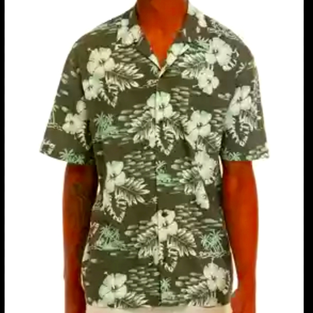 Ocean & Coast Mens Hawaiian button down short‎ sleeve shirt, Medium